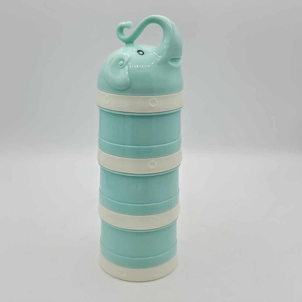 Elephant Baby Snack Tower 4 Stackable Jars Travel Formula Holder Green Cute